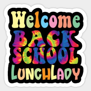 Retro Welcome Back To School Lunch Lady Groovy Tie Dye Sticker